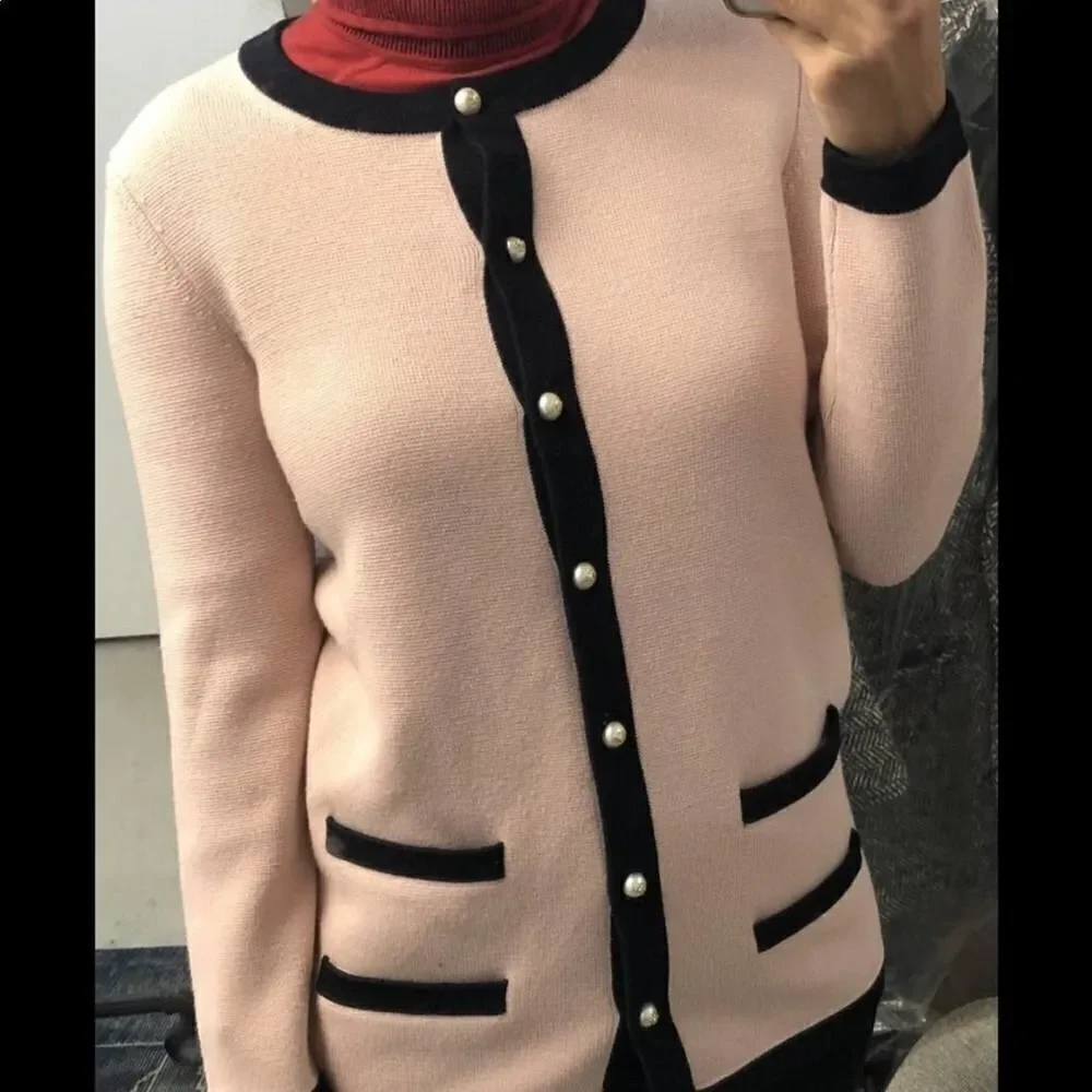 TORY BURCH EUC Kendra Pearl Button Sweater Wool Jacket MEDIUM